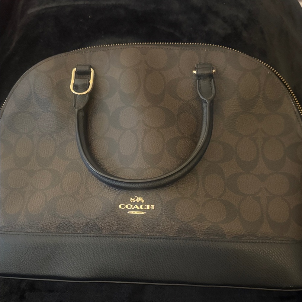 Coach Signature Brown and Black Dome Satchel